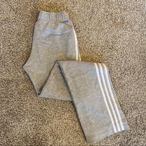 Light Gray Adidas Sweatpants with White Stripes
